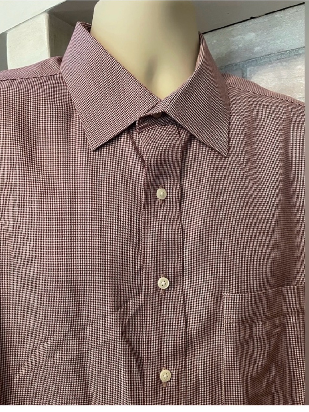 Daniel Cremieux Men's Micro-Check Dress Shirt in Burgundy size 17